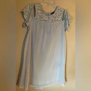 As You Wish Light Blue Cold Shoulder Dress Lace Top/Sleeves size Med